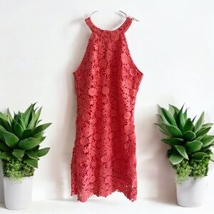 Pink Lily Red Sheath Cocktail Dress Sleeveless Halter Midi